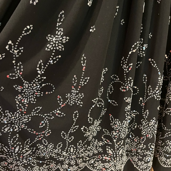 Cache BLACK beaded dress Stone Brooch Sweetheart Neckline Spaghetti Straps SZ 12 - Picture 4 of 14